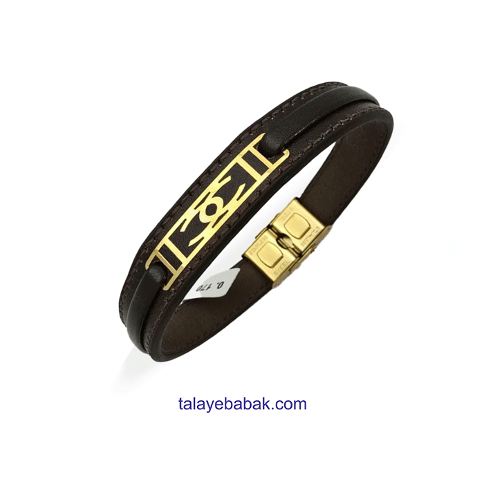 دستبند چرم و طلا شنل DA011