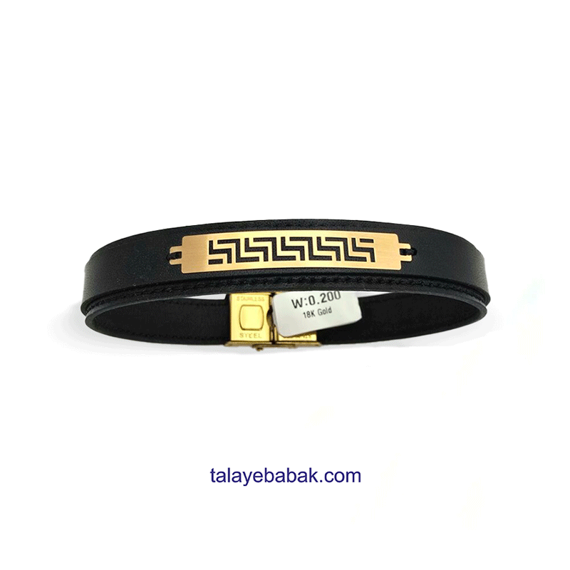دستبند چرم و طلا DM038