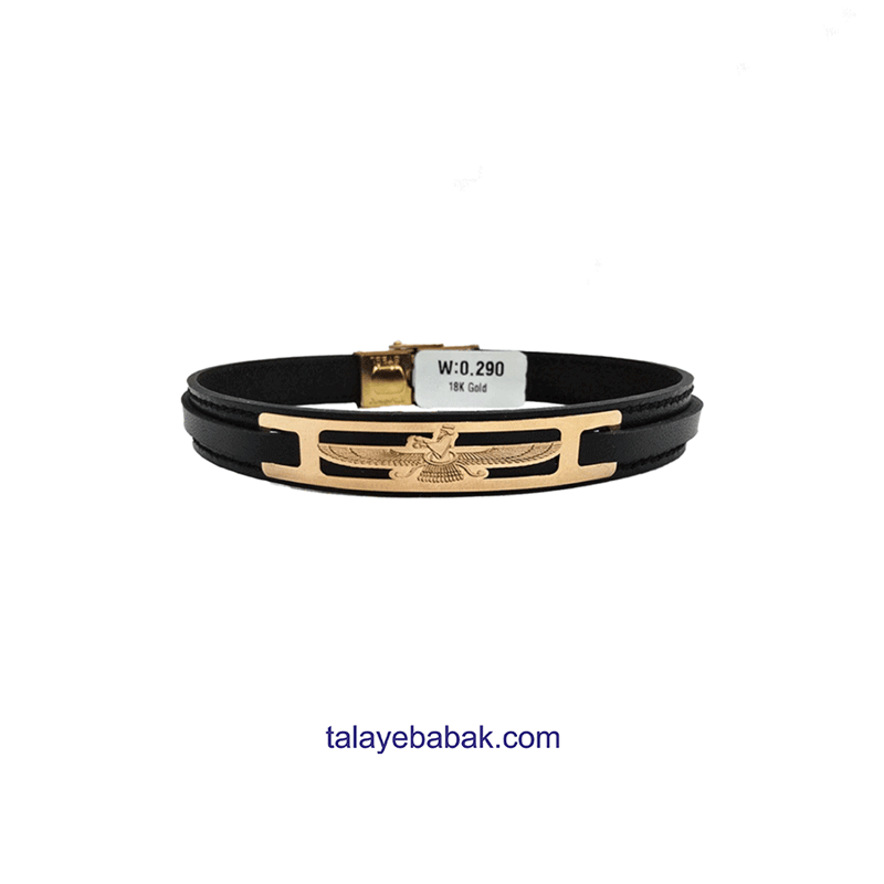 دستبند چرم و طلا فروهرDM057