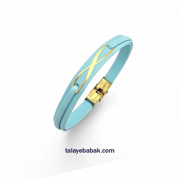دستبندچرم وطلا بینهایت DA015