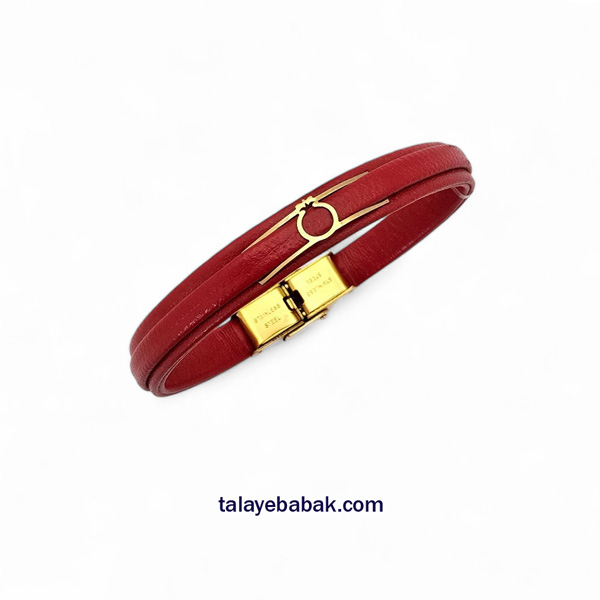 دستبند چرم و طلا انار