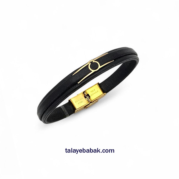 دستبند چرم و طلا انار DS051