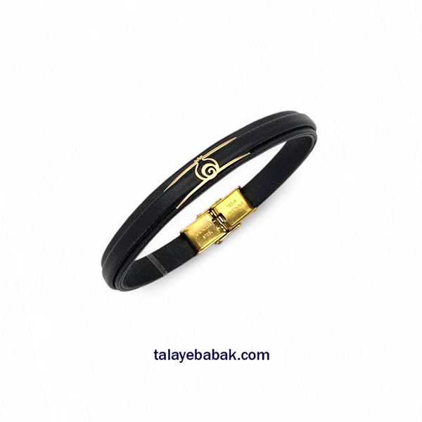 دستبند چرم و طلا انار DS052