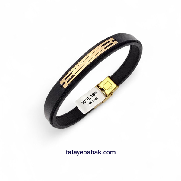 دستبند چرم و طلا DM091